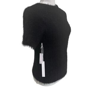 Callahan Black Fuzzy Knit Nylon Sweater T-Shirt Top Size XS NWT $119